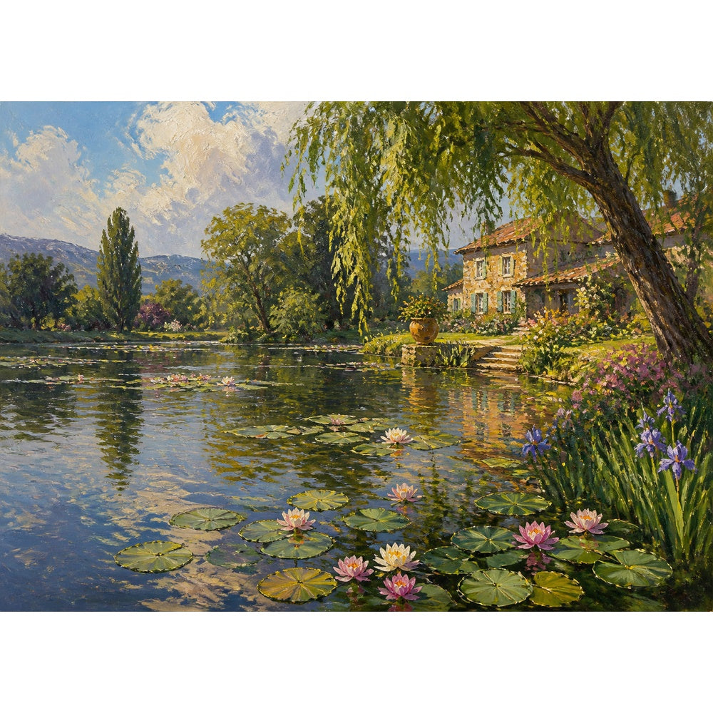 Luminous Water-Lily Pond Landscape Puzzle - puzzle artwork