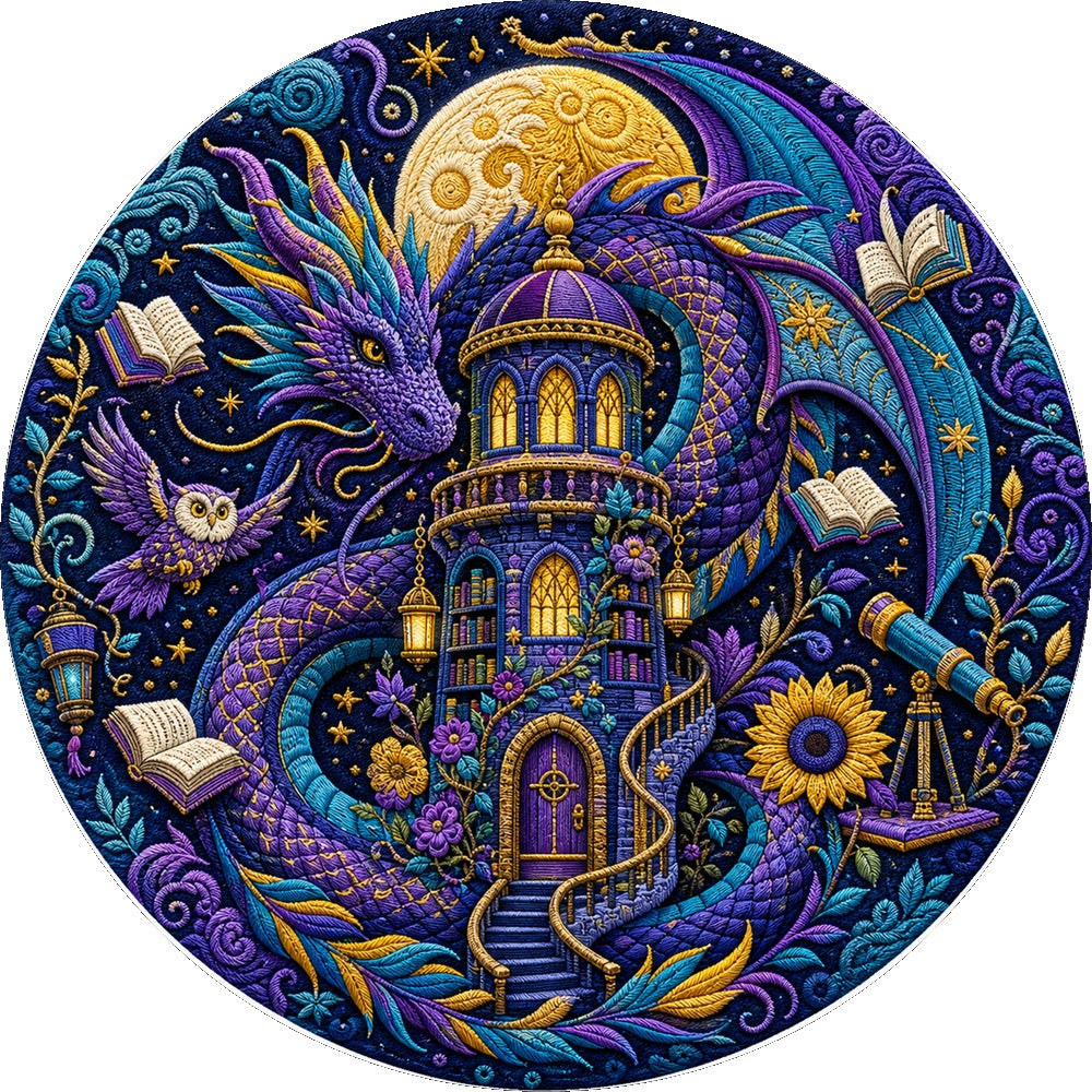 Radiant Dragon Library Moon Round Puzzle - puzzle artwork