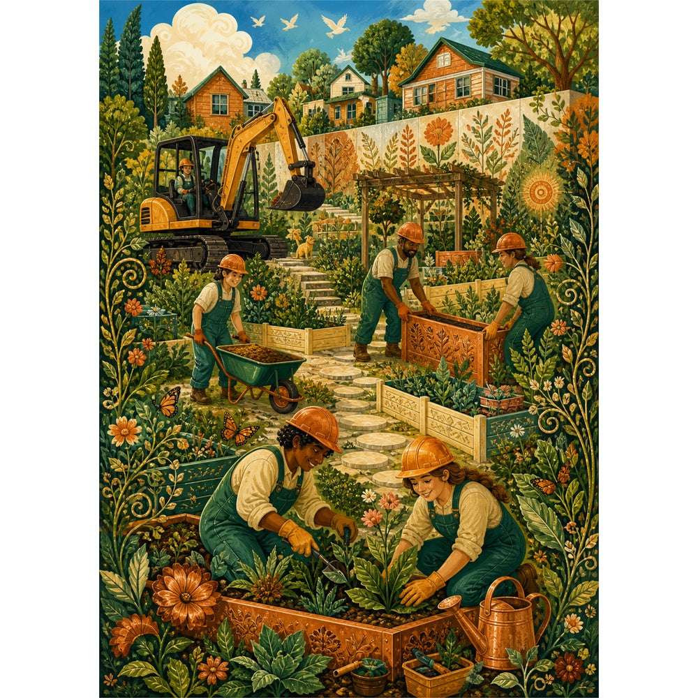 Amber Construction Site Story Portrait Puzzle - puzzle artwork