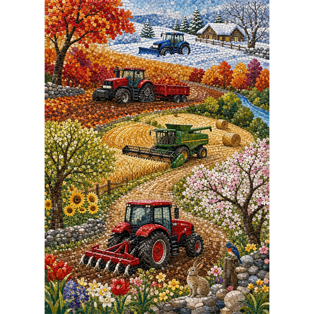 Golden Farm Machine Seasons Portrait Puzzle - puzzle artwork