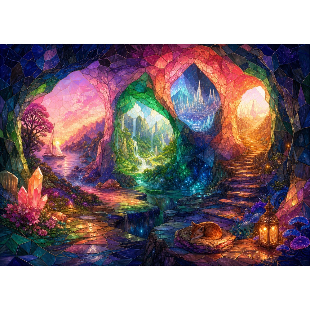 Radiant Cave of Many Worlds Landscape Puzzle - puzzle artwork