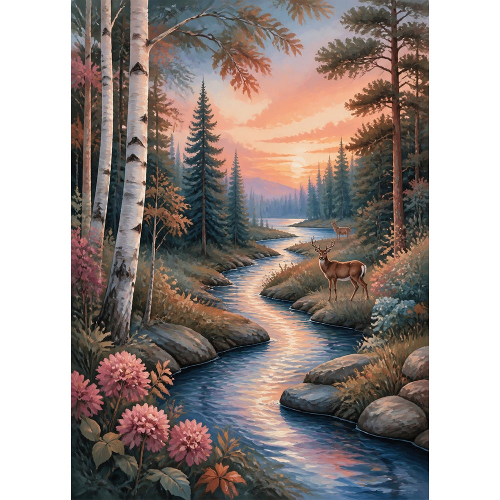 Story Rich Stained Glass Forest Mosaic Portrait Puzzle - puzzle artwork