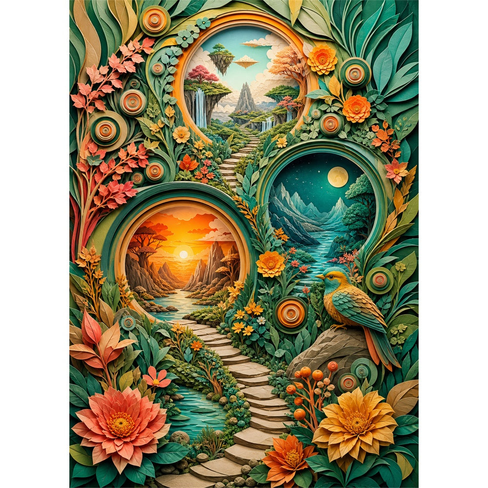 Sapphire Portal Garden Worlds Portrait Puzzle - puzzle artwork