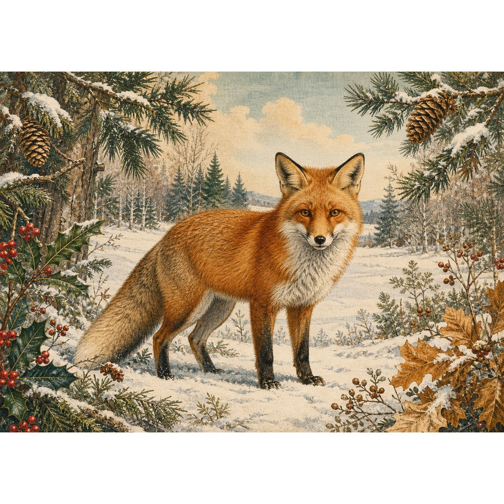 Vibrant Red Fox Landscape Puzzle - puzzle artwork