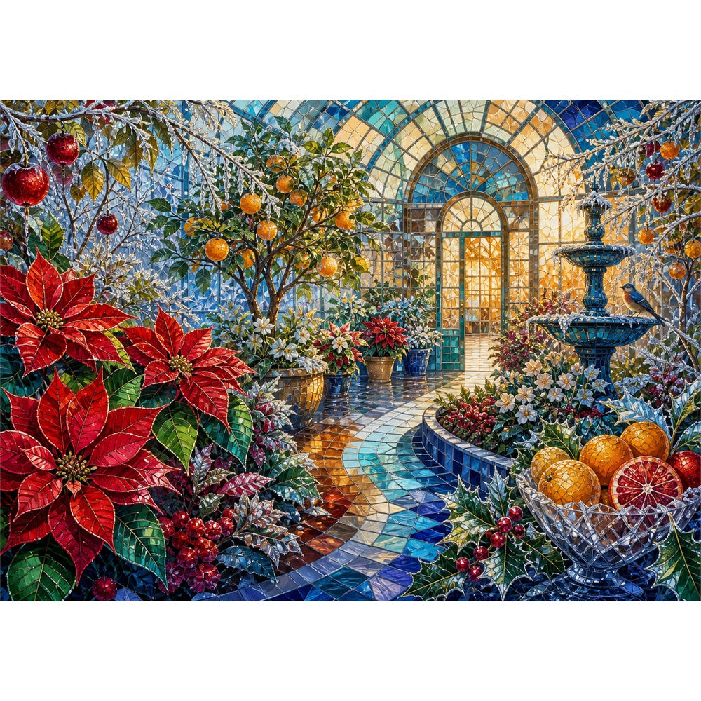 Velvet Frosted Greenhouse Landscape Puzzle - puzzle artwork