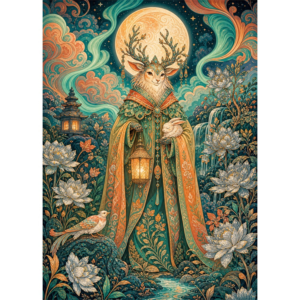 Aurora Moon Garden Guardian Portrait Puzzle - puzzle artwork