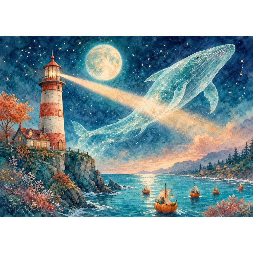 Ghost Whale Lighthouse 1000 Piece Puzzle - puzzle artwork