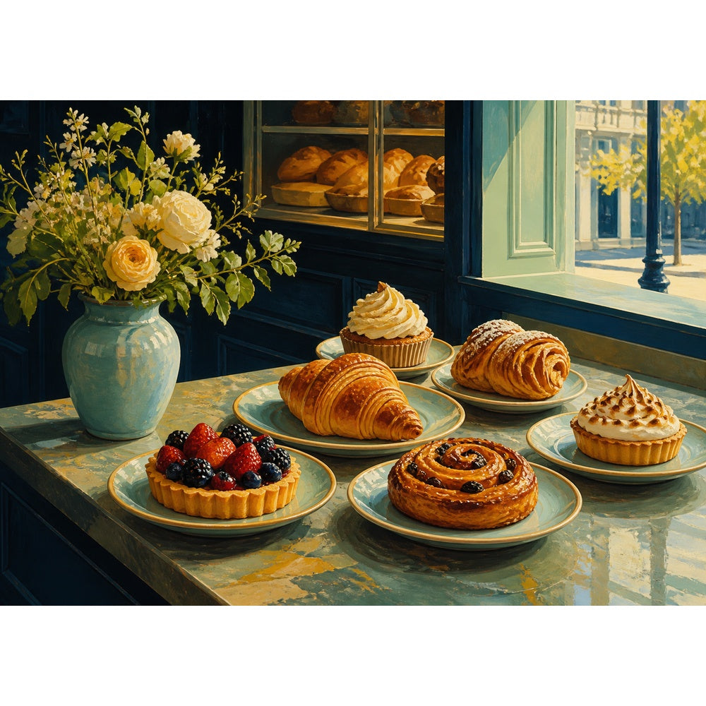 Luminous Pastry Counter Gouache Landscape Puzzle - puzzle artwork