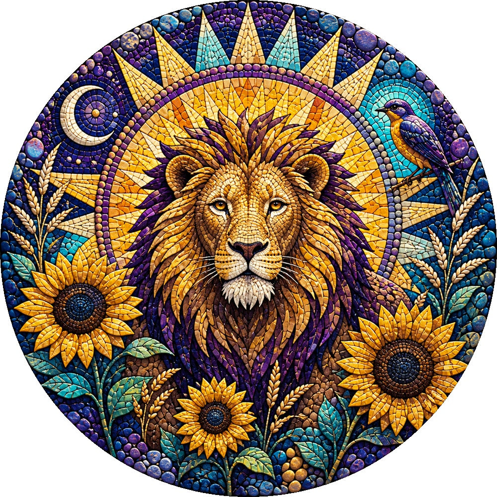 Twilight Lion Sun Garden Round Puzzle - puzzle artwork