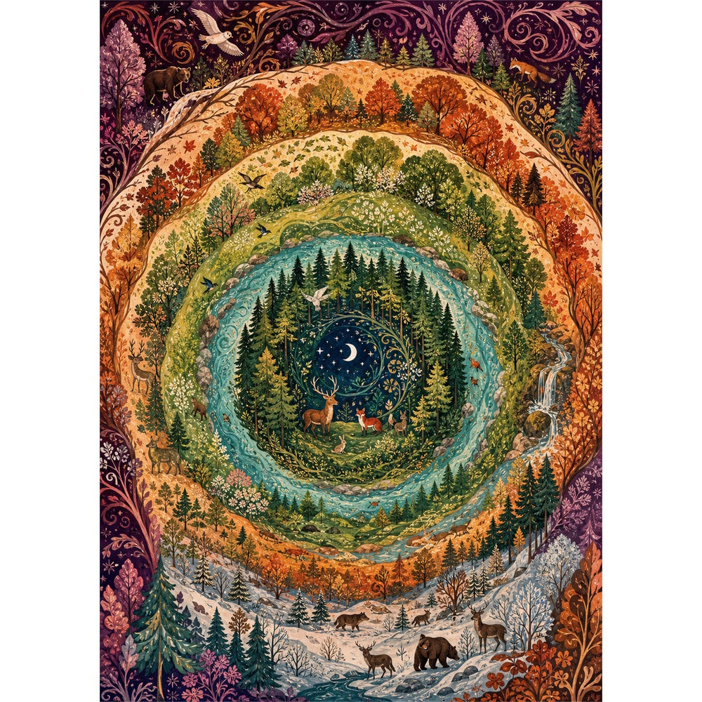 Starlit Forest Ring Pattern Portrait Puzzle - puzzle artwork