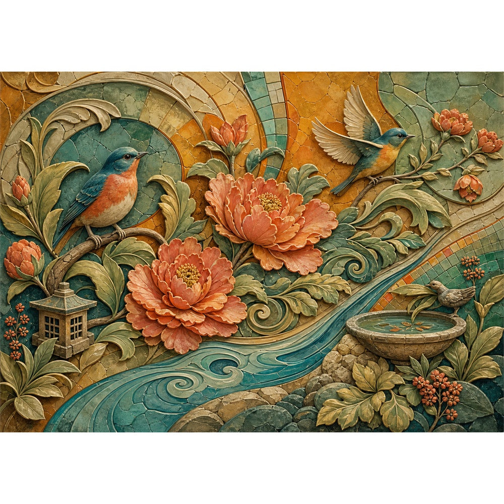 Rainwashed Sculpted Floral Relief Landscape Puzzle - puzzle artwork