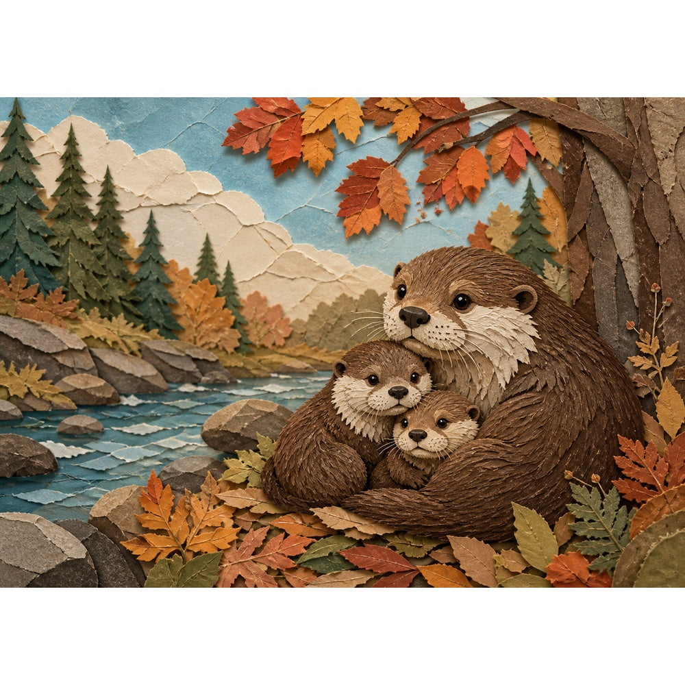 Quiet Otter Family Landscape Puzzle - puzzle artwork