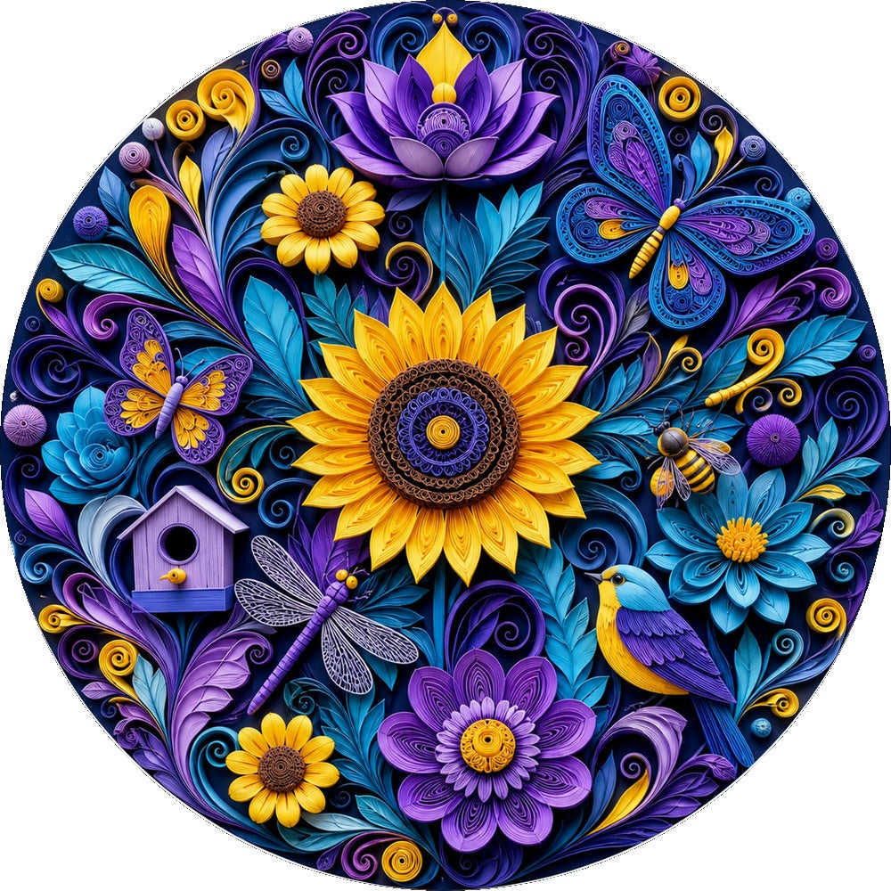 Velvet Paper Garden Symphony Round Puzzle - puzzle artwork