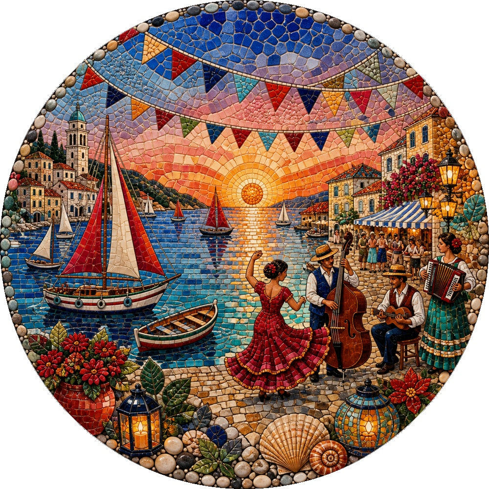 Velvet Coastal Summer Festival Round Puzzle - puzzle artwork