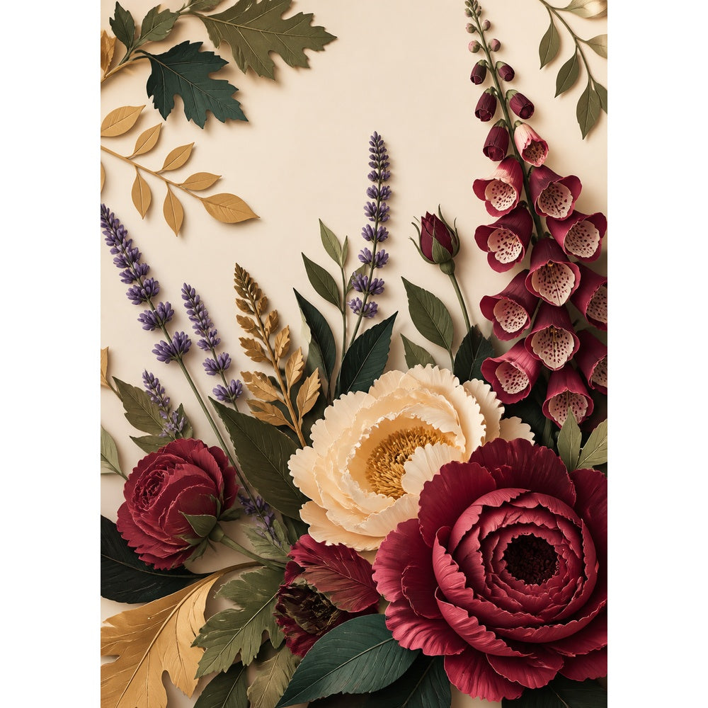 Luminous Botanical Repeat Paper Cut Collage Portrait Puzzle - puzzle artwork