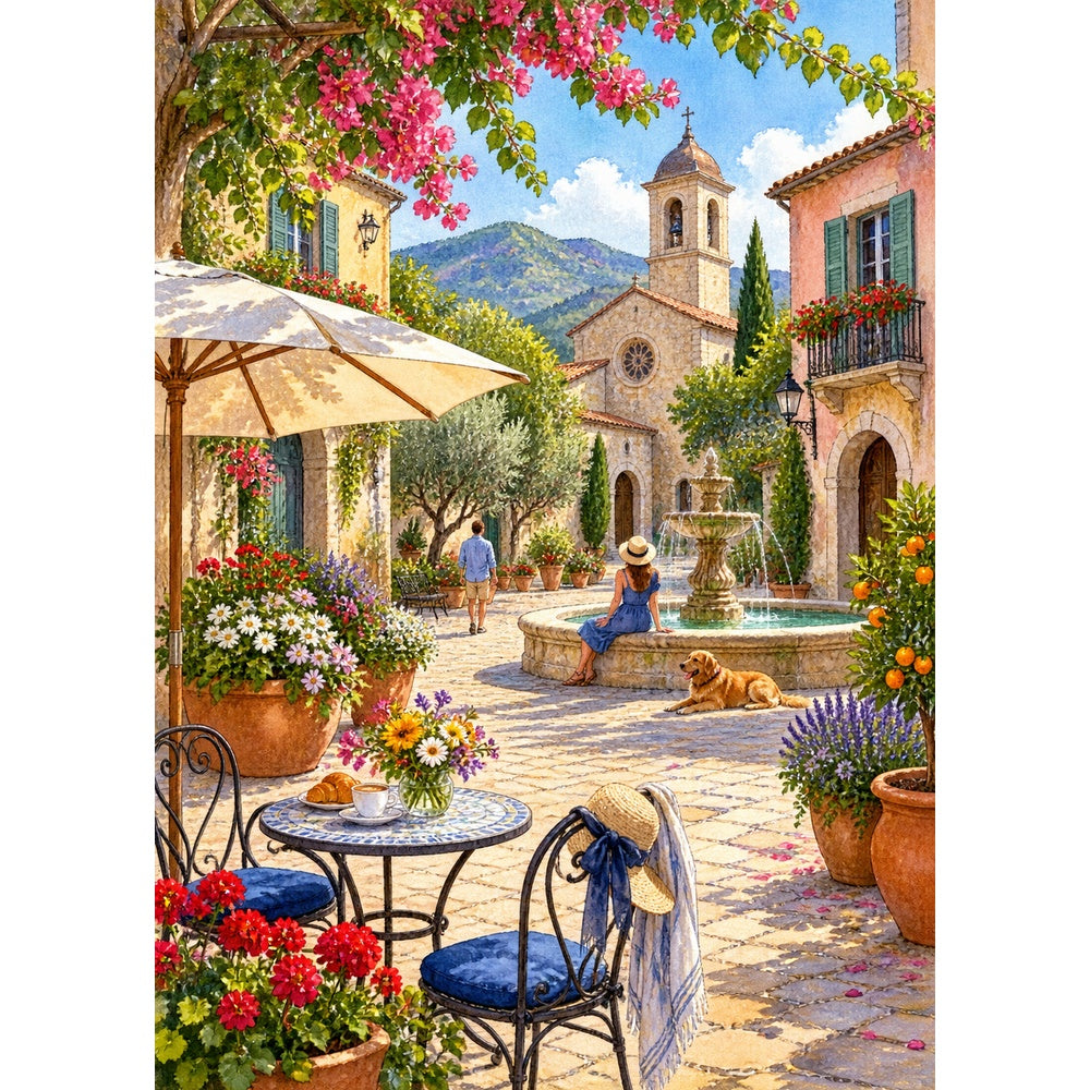 Story-Rich Garden Courtyard Portrait Puzzle - puzzle artwork
