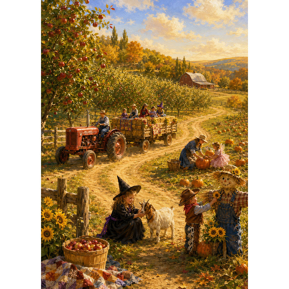 Sunny Pumpkin Orchard Hayride Puzzle - puzzle artwork