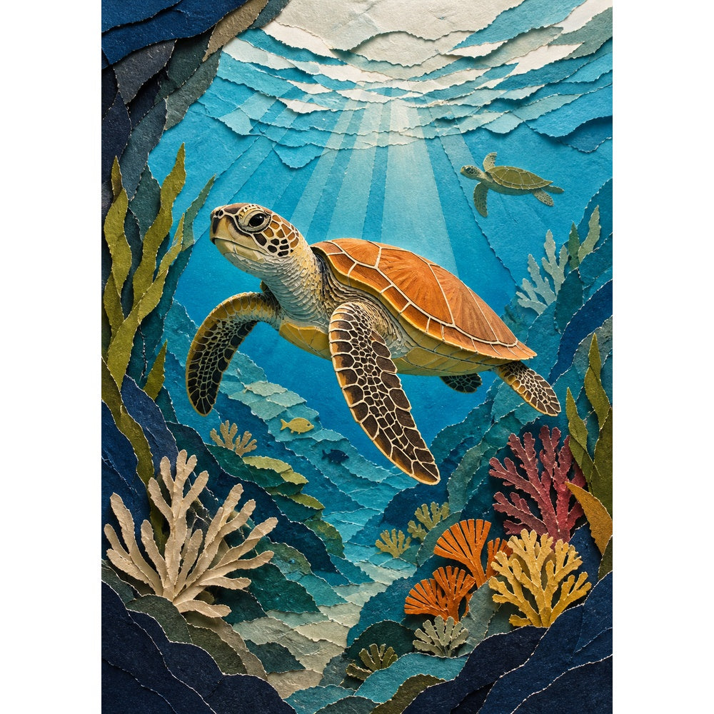 Sunlit Sea Turtles Portrait Puzzle - puzzle artwork
