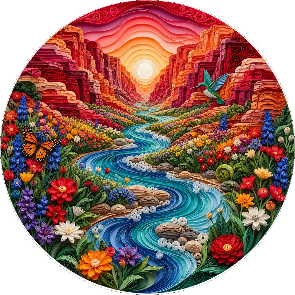 Wildflower Canyon River Round, Jigsaw Puzzle by Aeekdook