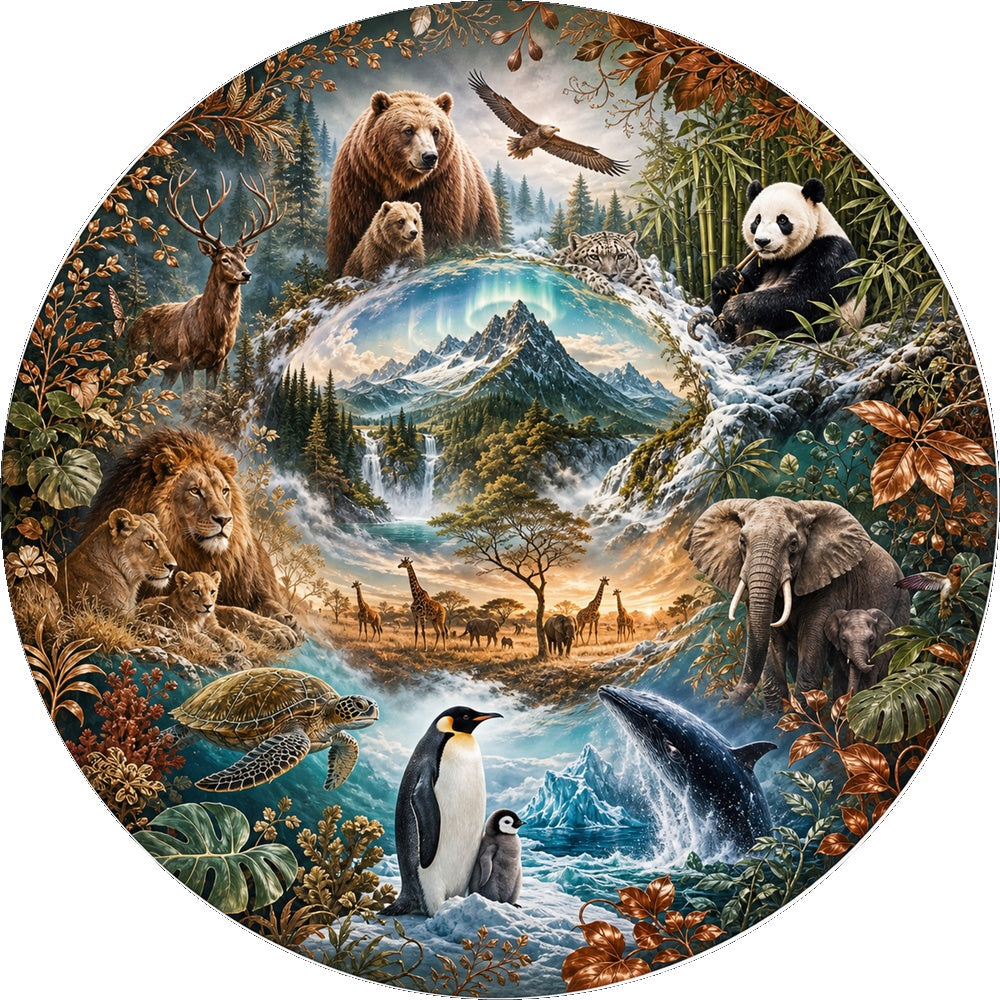 Misty Around the World Animals Round Puzzle - puzzle artwork