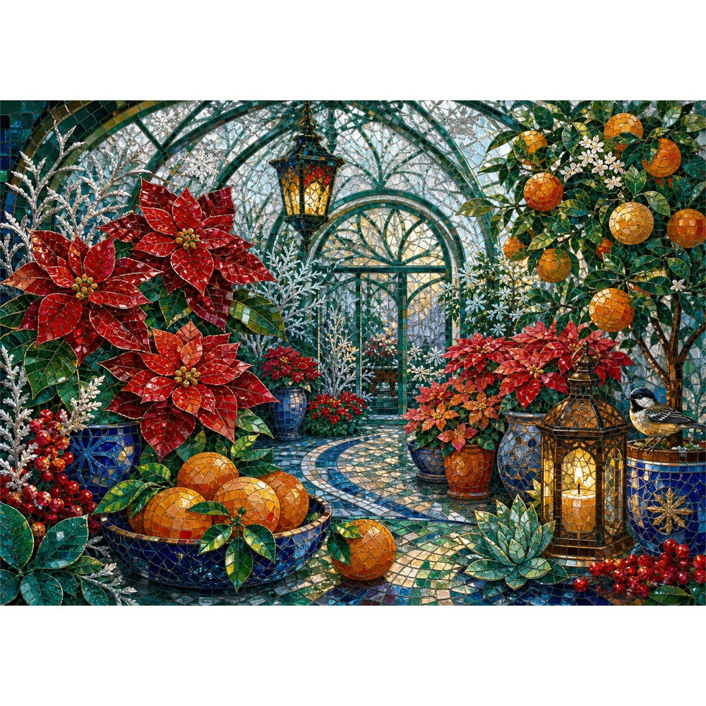 Emerald Frosted Greenhouse Landscape Puzzle - puzzle artwork