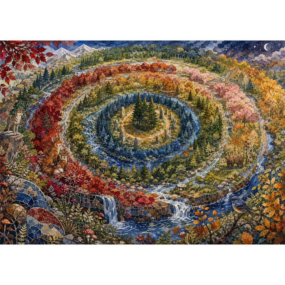Secret Forest Ring Pattern Landscape Puzzle - puzzle artwork