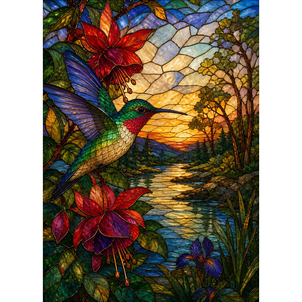 Luminous Hummingbirds Portrait Puzzle - puzzle artwork