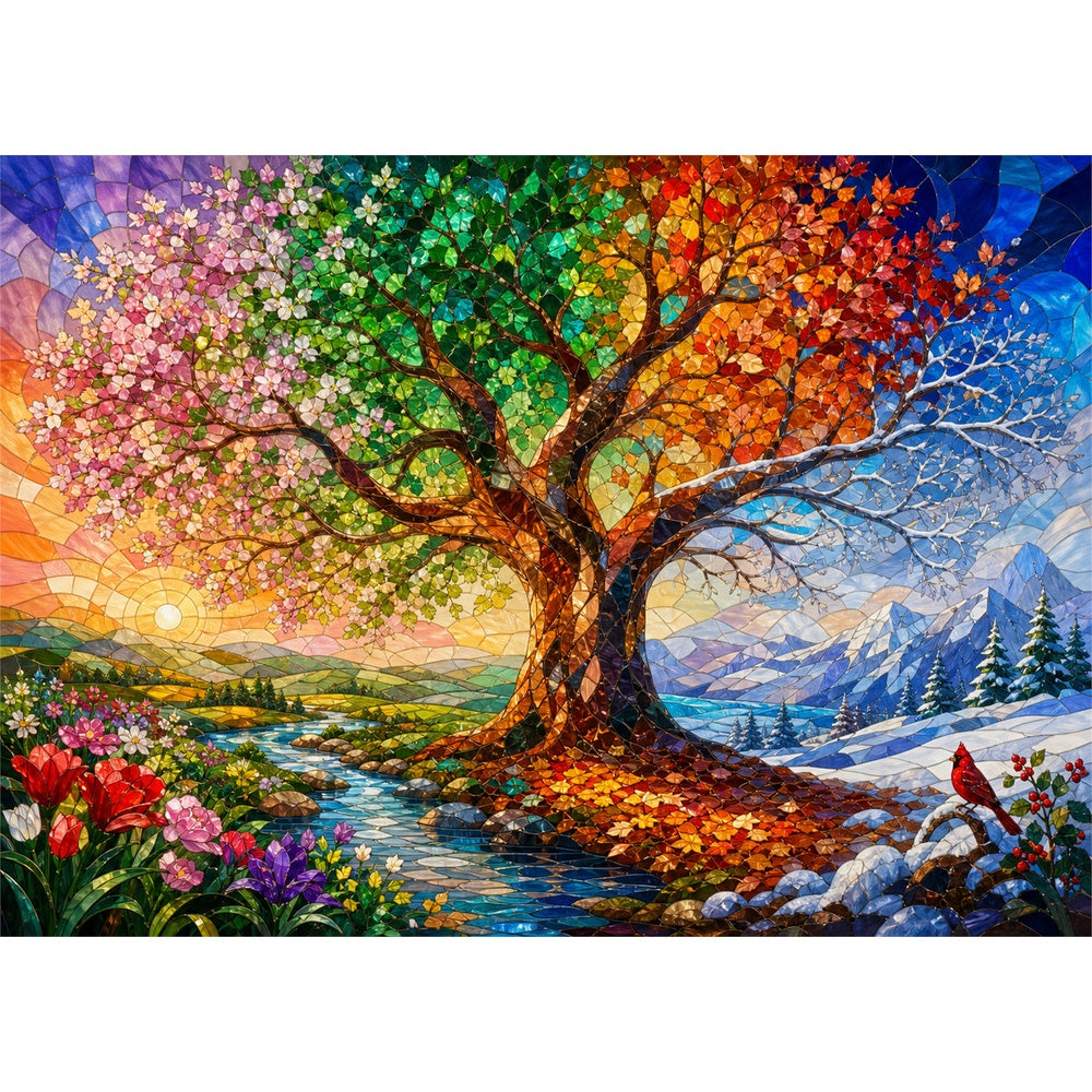 Copperleaf Four Seasons Tree Landscape Puzzle - puzzle artwork