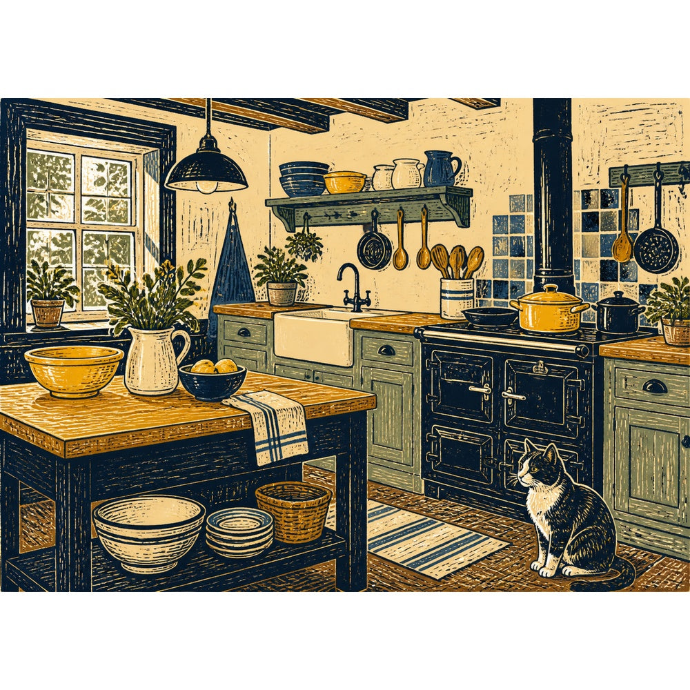 Quiet Cottage Kitchen Landscape Puzzle - puzzle artwork