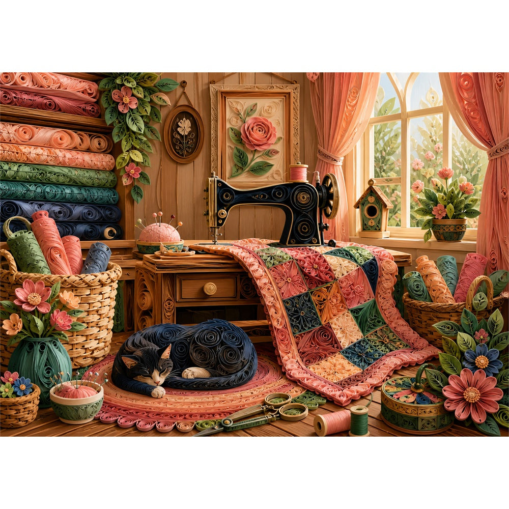 Whispering Cottage Sewing Room Landscape Puzzle - puzzle artwork