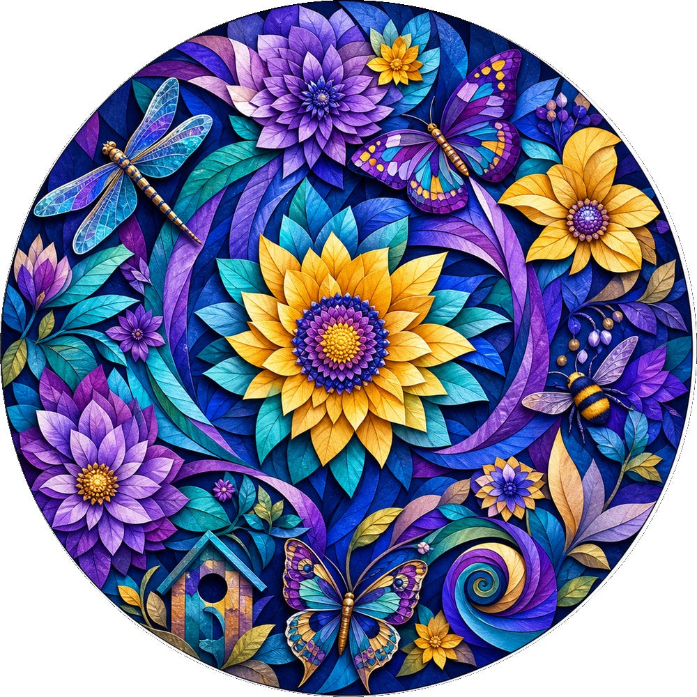 Emerald Paper Garden Symphony Round Puzzle - puzzle artwork