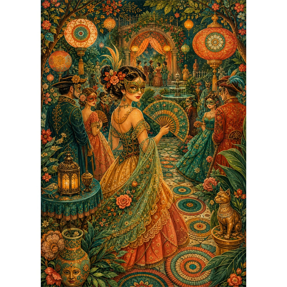 Enchanted Masked Garden Ball Portrait Puzzle - puzzle artwork