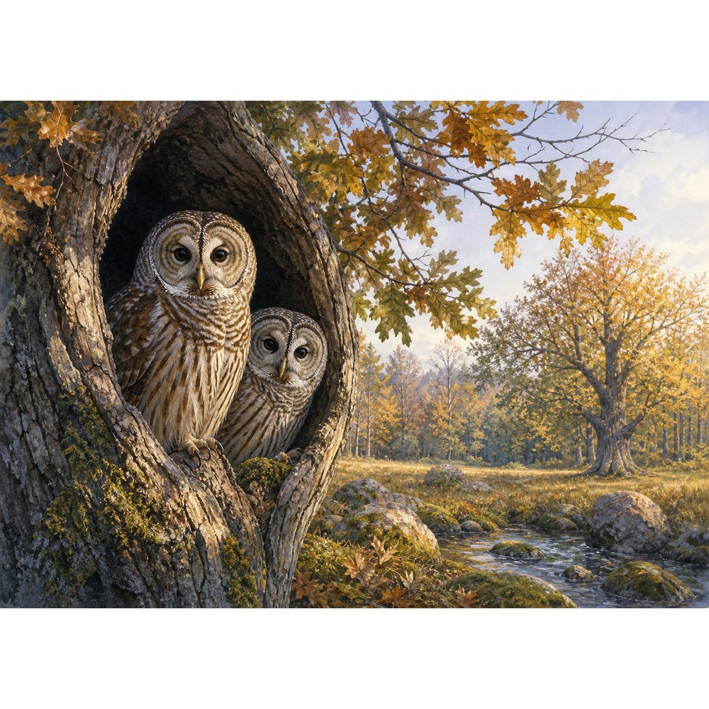 Luminous Owls Landscape Puzzle - puzzle artwork
