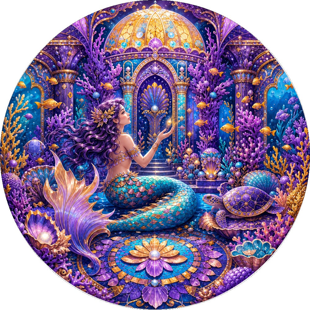 Copperleaf Mermaid Coral Palace Round Puzzle - puzzle artwork