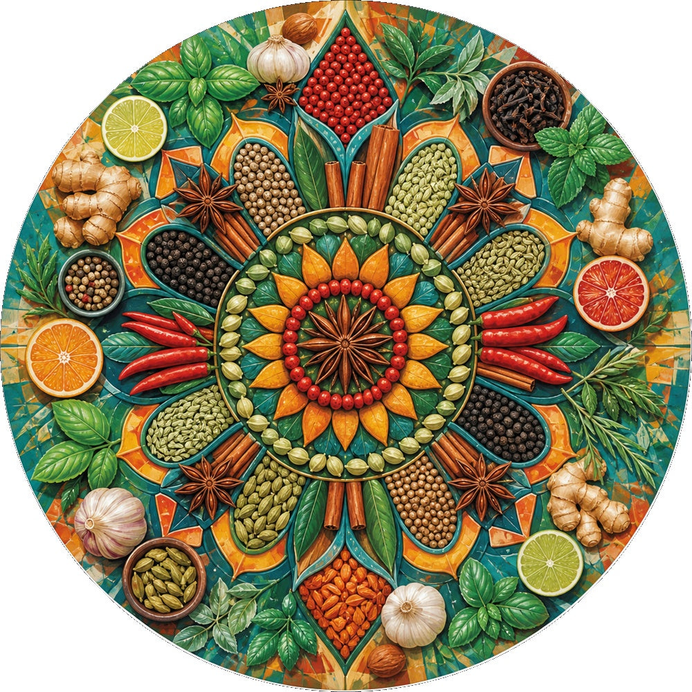 Rainwashed Global Spice Mandala Round Puzzle - puzzle artwork