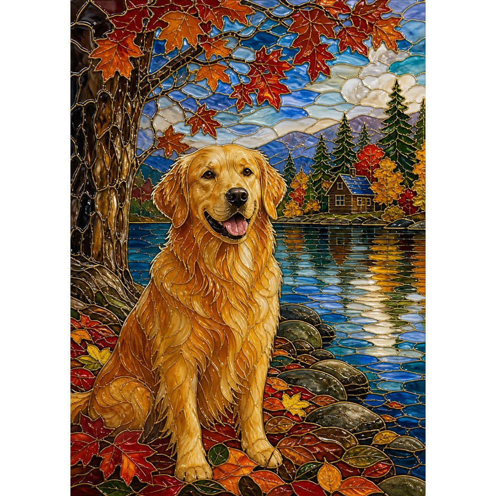 Luminous Golden Retriever Portrait Puzzle - puzzle artwork