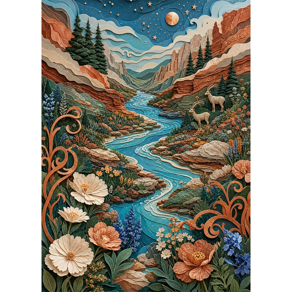 Starlit Wildflower Canyon River 264 Portrait Puzzle - puzzle artwork