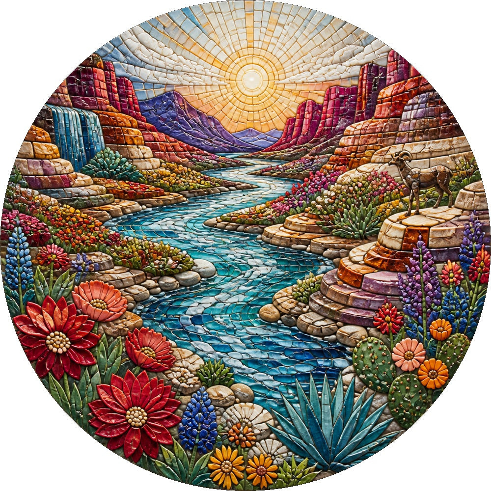 Whispering Wildflower Canyon River Round Puzzle - puzzle artwork