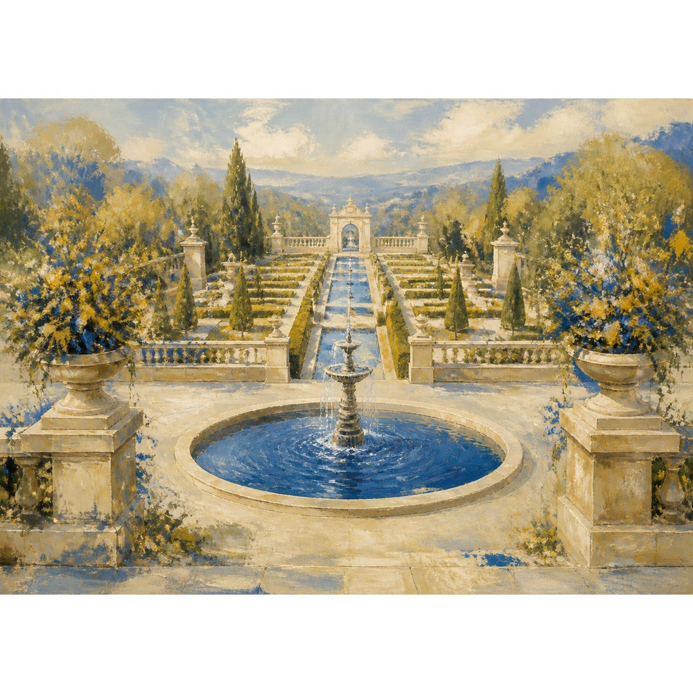 Rain Washed Geometric Garden Tile Mural Landscape Puzzle - puzzle artwork