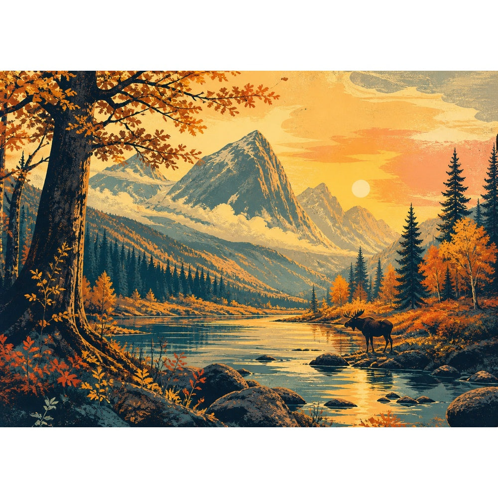 Golden-Hour Autumn Woodland Landscape Puzzle - puzzle artwork