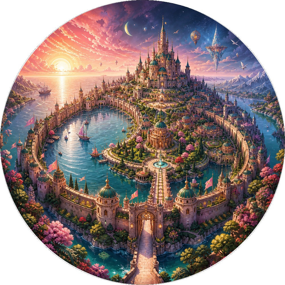 Velvet Crescent Castle City Round Puzzle - puzzle artwork