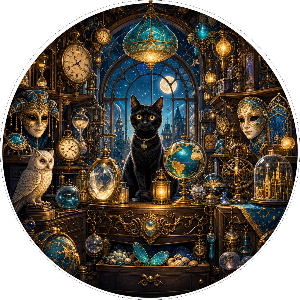 Golden Midnight Curiosity Shop Round Puzzle - puzzle artwork