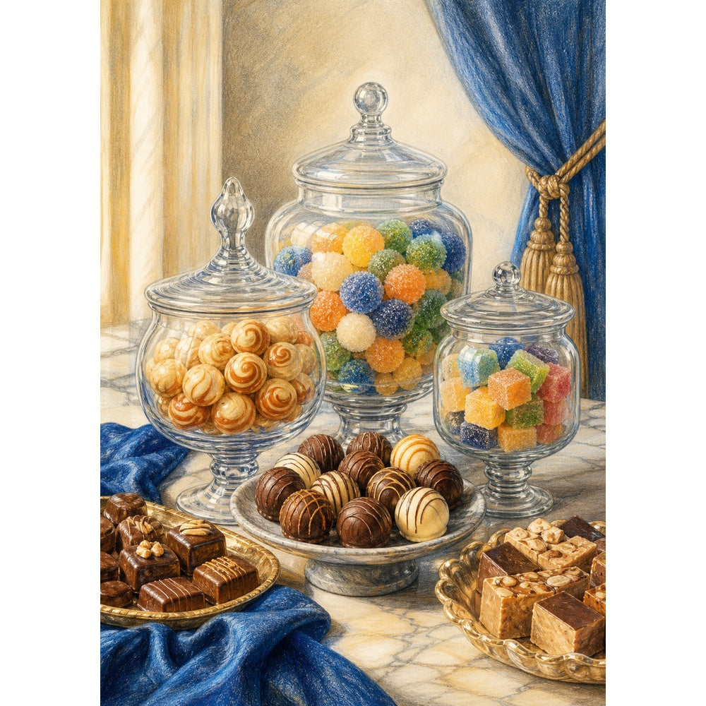 Sunlit Candy Shop Window Colored Pencil Portrait Puzzle - puzzle artwork