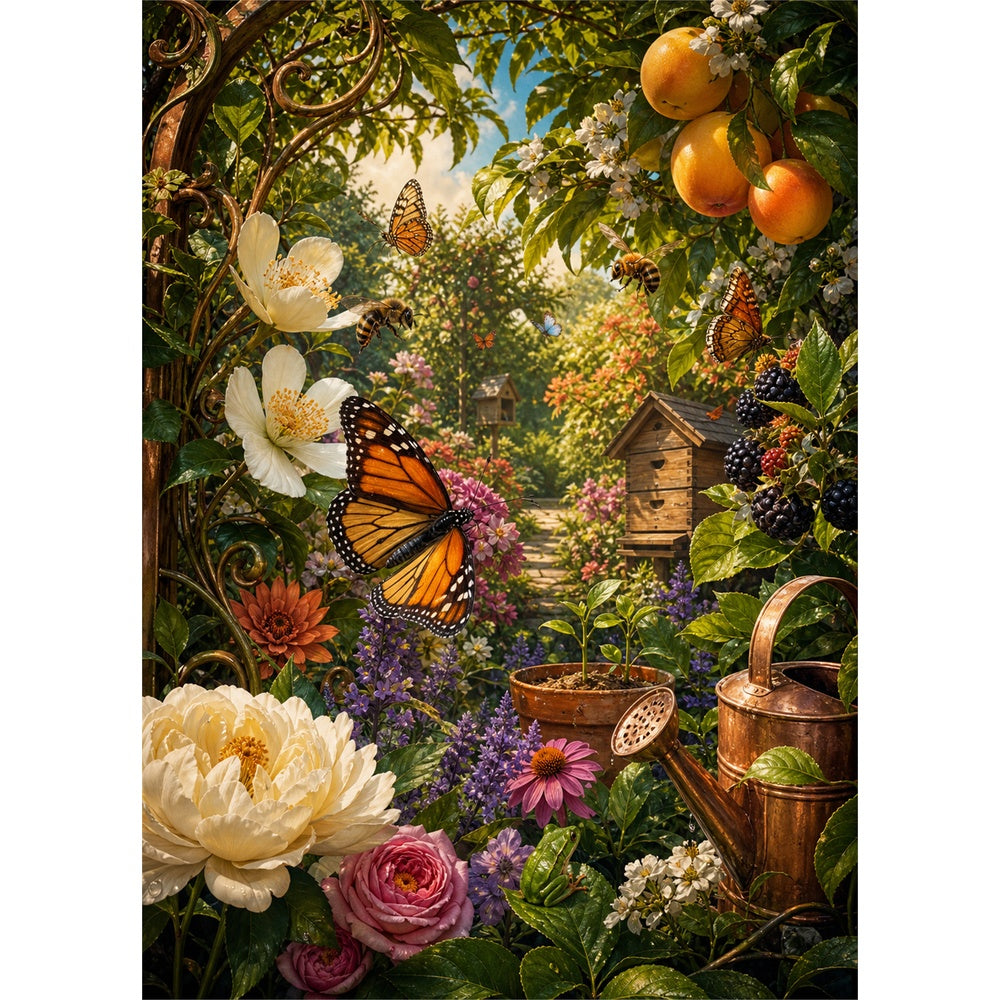 Hidden Garden Pollinator Story Portrait Puzzle - puzzle artwork