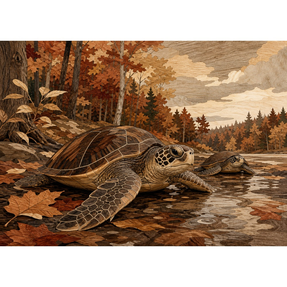 Rain-Washed Sea Turtles Landscape Puzzle - puzzle artwork