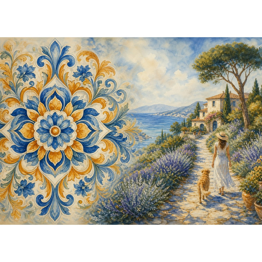 Rain Washed Ceramic Mural Mandala Ornamental Landscape Puzzle - puzzle artwork