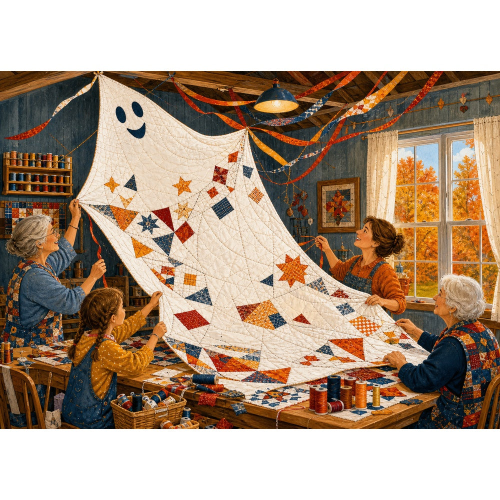 Patchwork Ghost Kite 1000 Piece Puzzle - puzzle artwork
