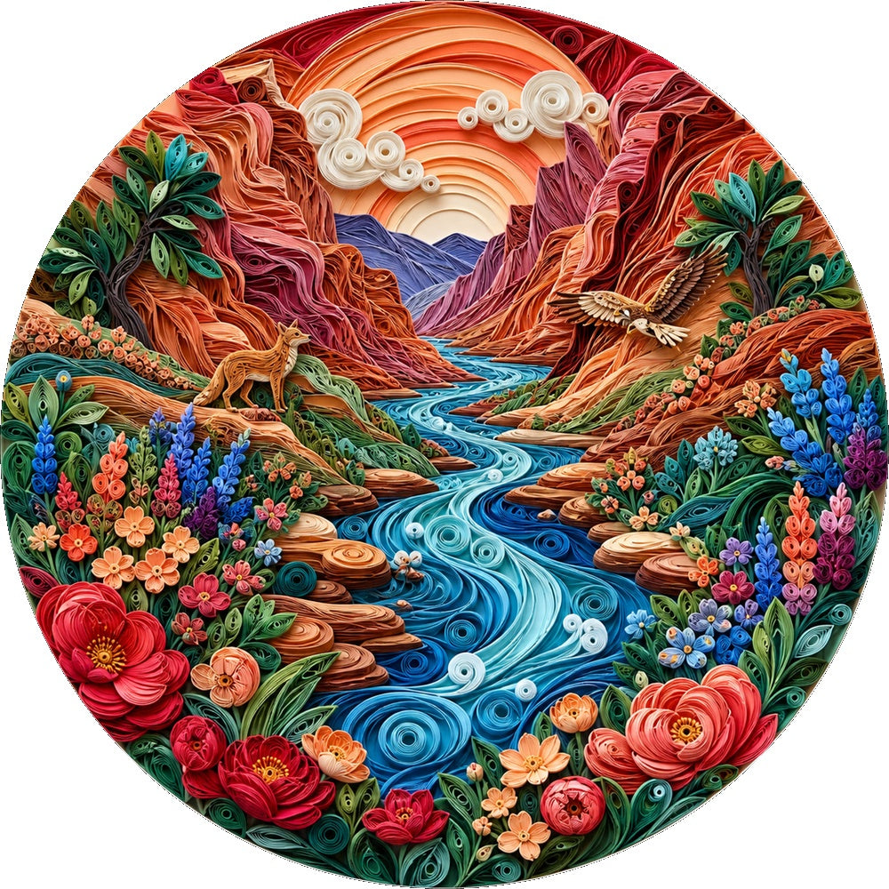 Copperleaf Wildflower Canyon River Round Puzzle - puzzle artwork