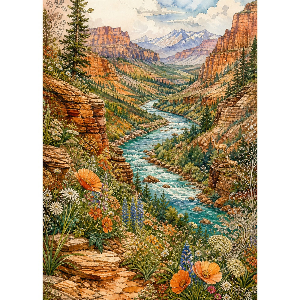 Amber Wildflower Canyon River 266 Portrait Puzzle - puzzle artwork