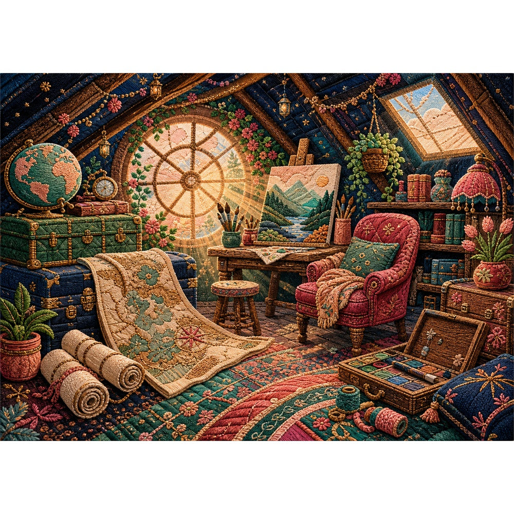 Radiant Attic Treasure Studio Landscape Puzzle - puzzle artwork